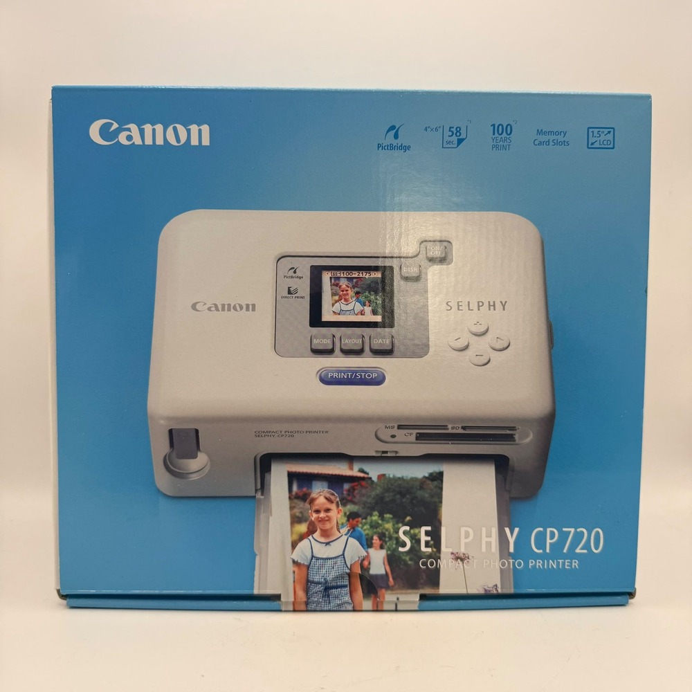 Canon Selphy CP720 Compact Photo Printer White 4x6 LCD Screen Bundle
